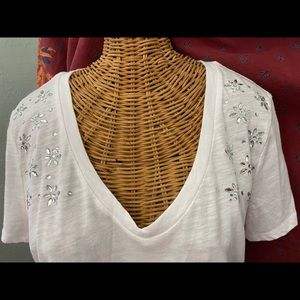💥💥 White tee top shirt rhinestone Large